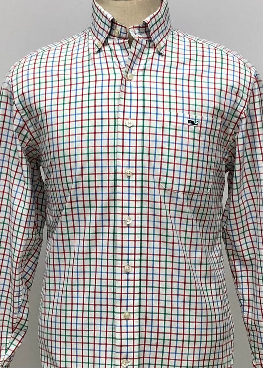 Camisa de botones Vineyard Vines 🐳 color blanco de cuadros en color azul, rojo y verde Talla S Entalle Regular