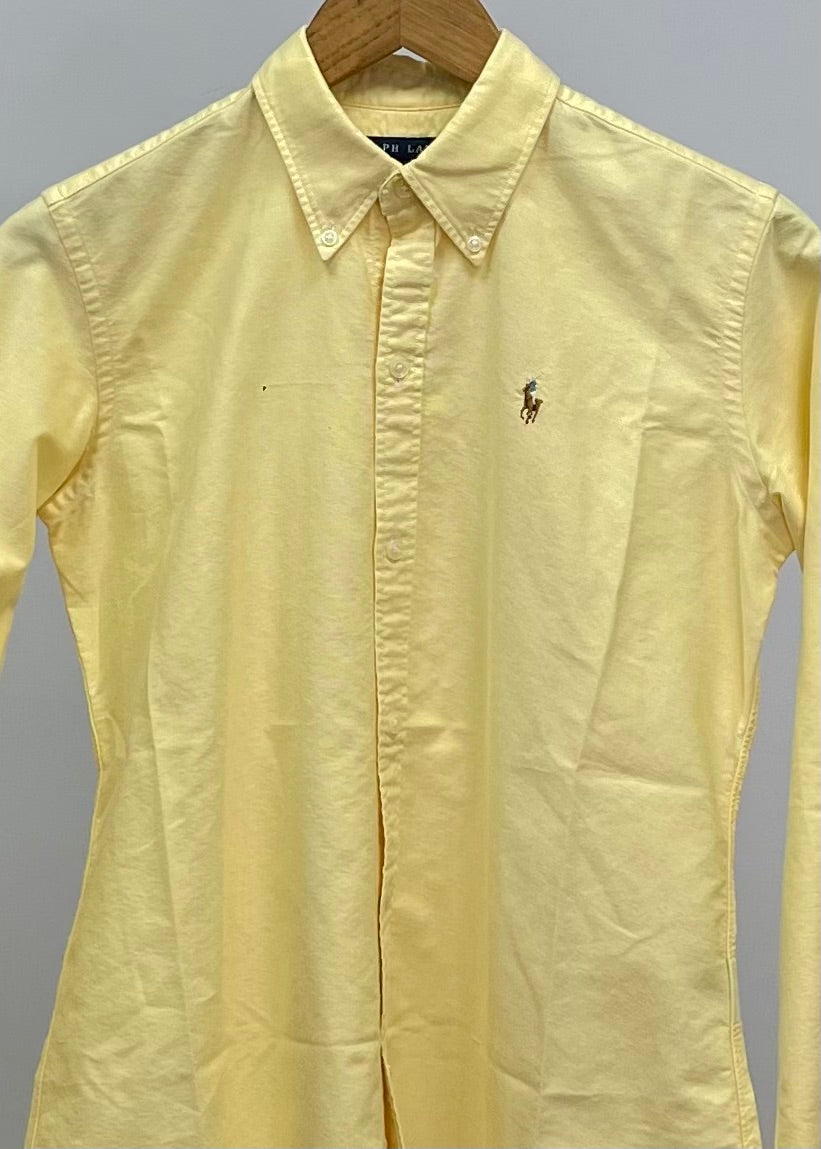 Camisa de mujer Polo Ralph Lauren 🏇🏼 Oxford color amarillo Talla S Entalle Slim Fit