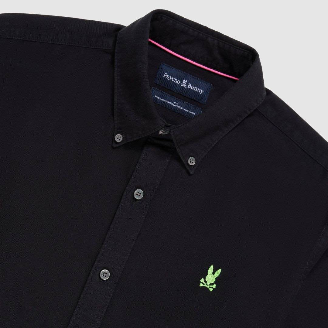 Camisa de botones Psycho Bunny 🐰  Oxford Color negro con logo tradicional Talla L y XL Entalle Regular