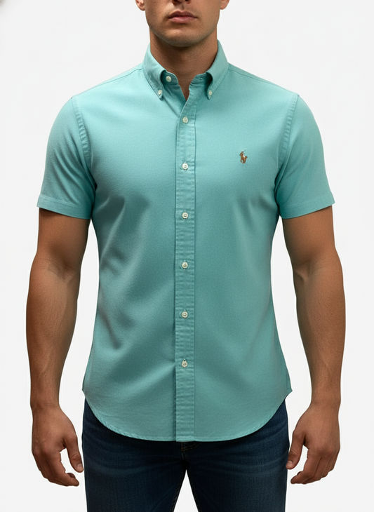Camisa de botones Polo Ralph Lauren 🏇🏼 Oxford Color verde menta Talla M Entalle Slim Fit