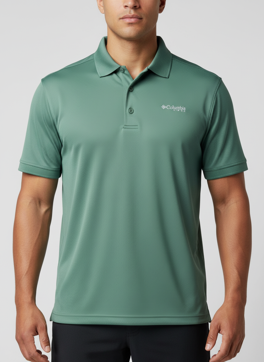 Camiseta Polo Columbia 🔷 Omni Shade color verde olivo Talla M Entalle Regular