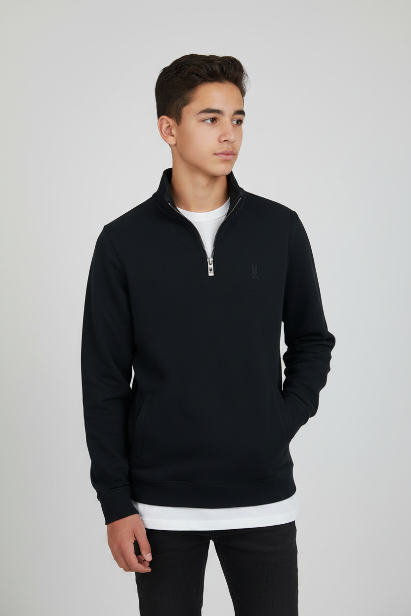 Sueter Jersey de niño Psycho Bunny 🐰 color negro con logo negro Talla L