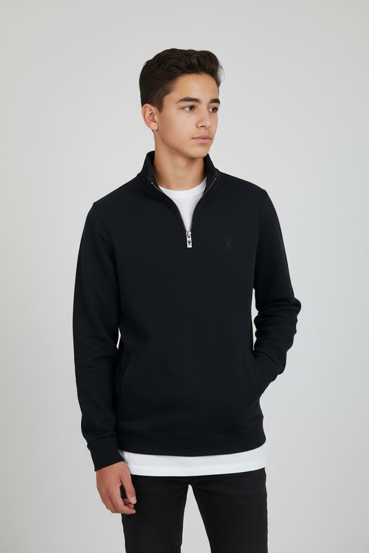 Sueter Jersey de niño Psycho Bunny 🐰 color negro con logo negro Talla L
