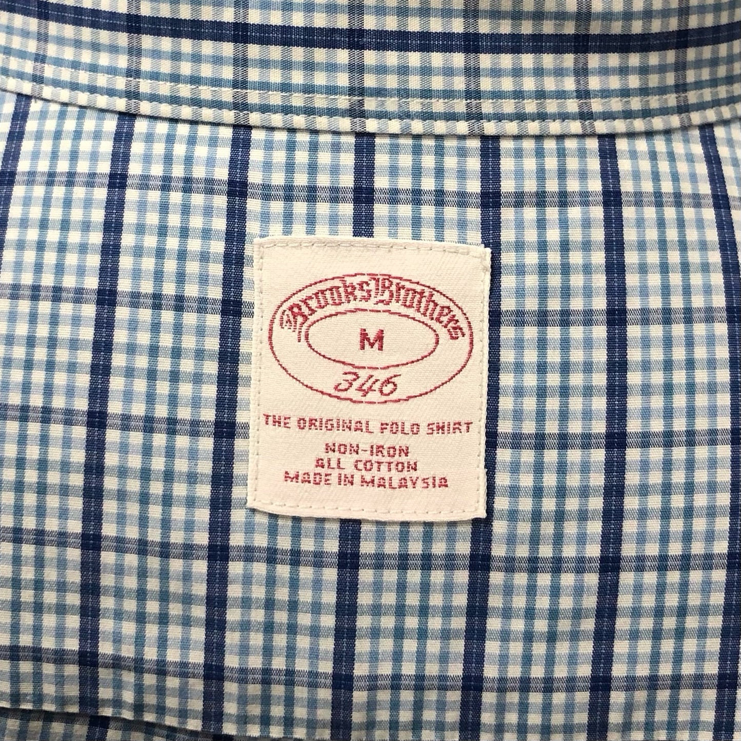 Camisa de botones Brooks Brothers 🐑 color blanco con cuadros en celeste y azul Talla M Entalle Clásico