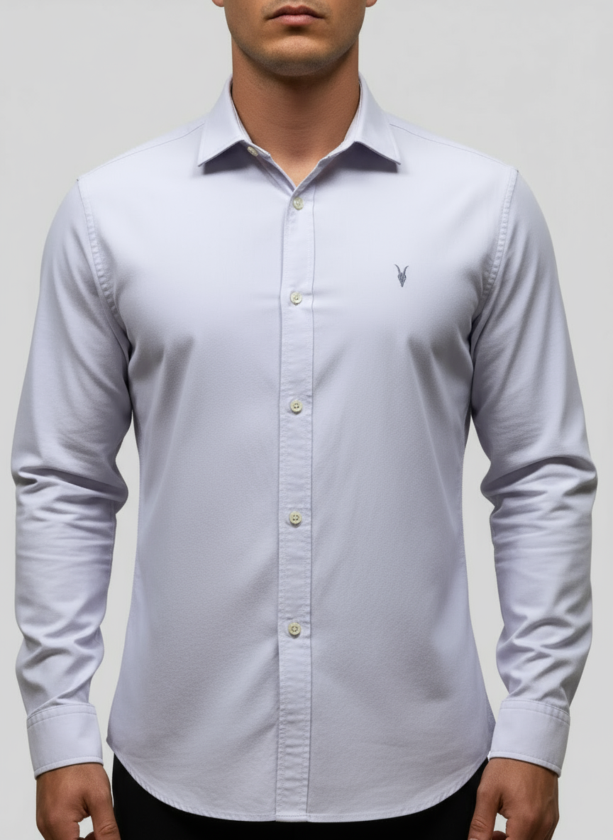 Camisa de botones Allsaints 🦌 Oxford color lila Talla L Entalle Regular