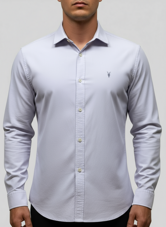 Camisa de botones Allsaints 🦌 Oxford color lila Talla L Entalle Regular