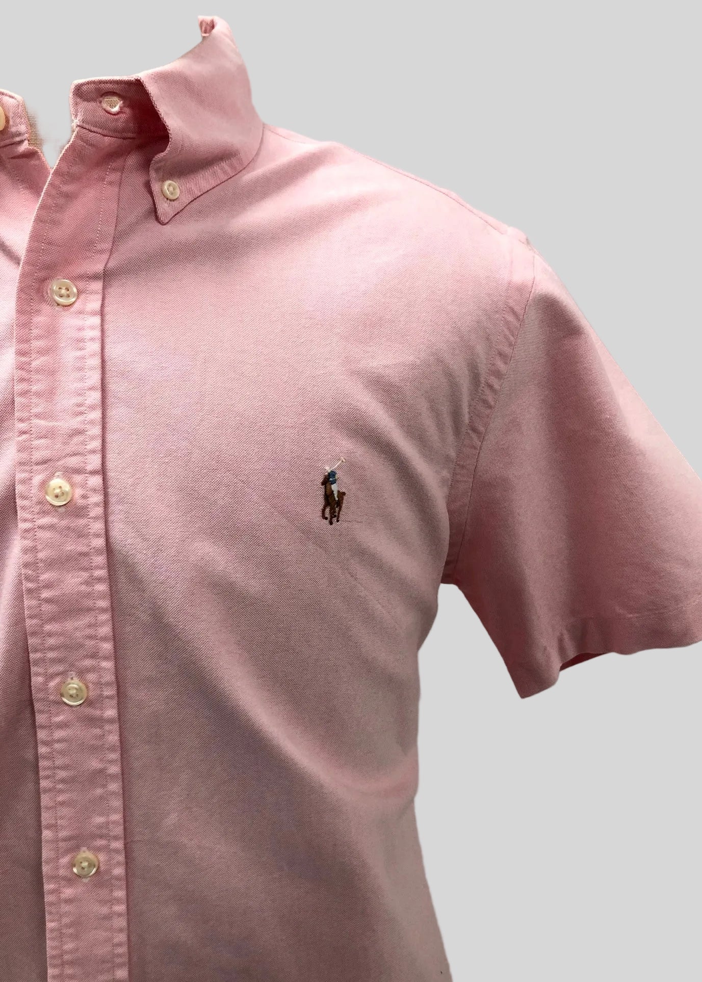 Camisa de botones Polo Ralph Lauren 🏇🏼 Oxford en color rosado claro Talla L Entalle Clásico