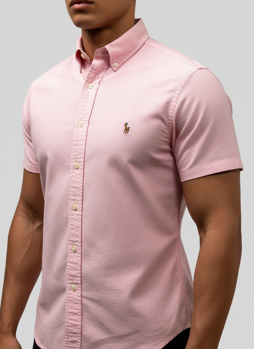 Camisa de botones Polo Ralph Lauren 🏇🏼 Oxford en color rosado claro Talla L Entalle Clásico