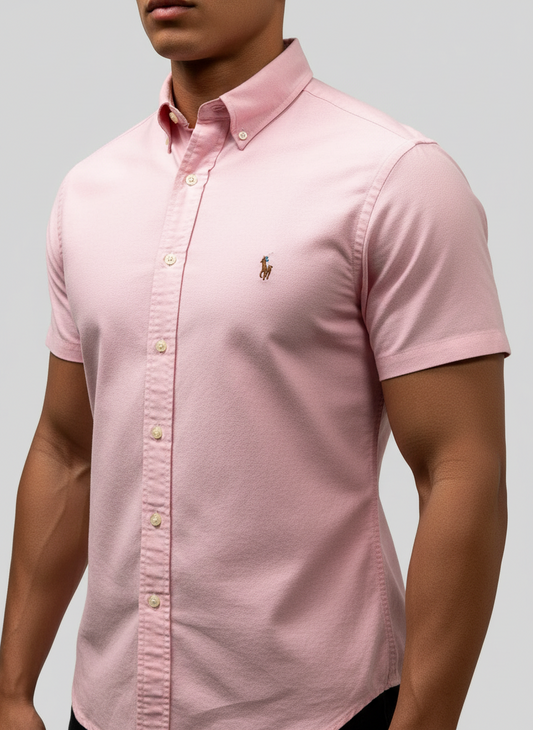 Camisa de botones Polo Ralph Lauren 🏇🏼 Oxford en color rosado claro Talla L Entalle Clásico