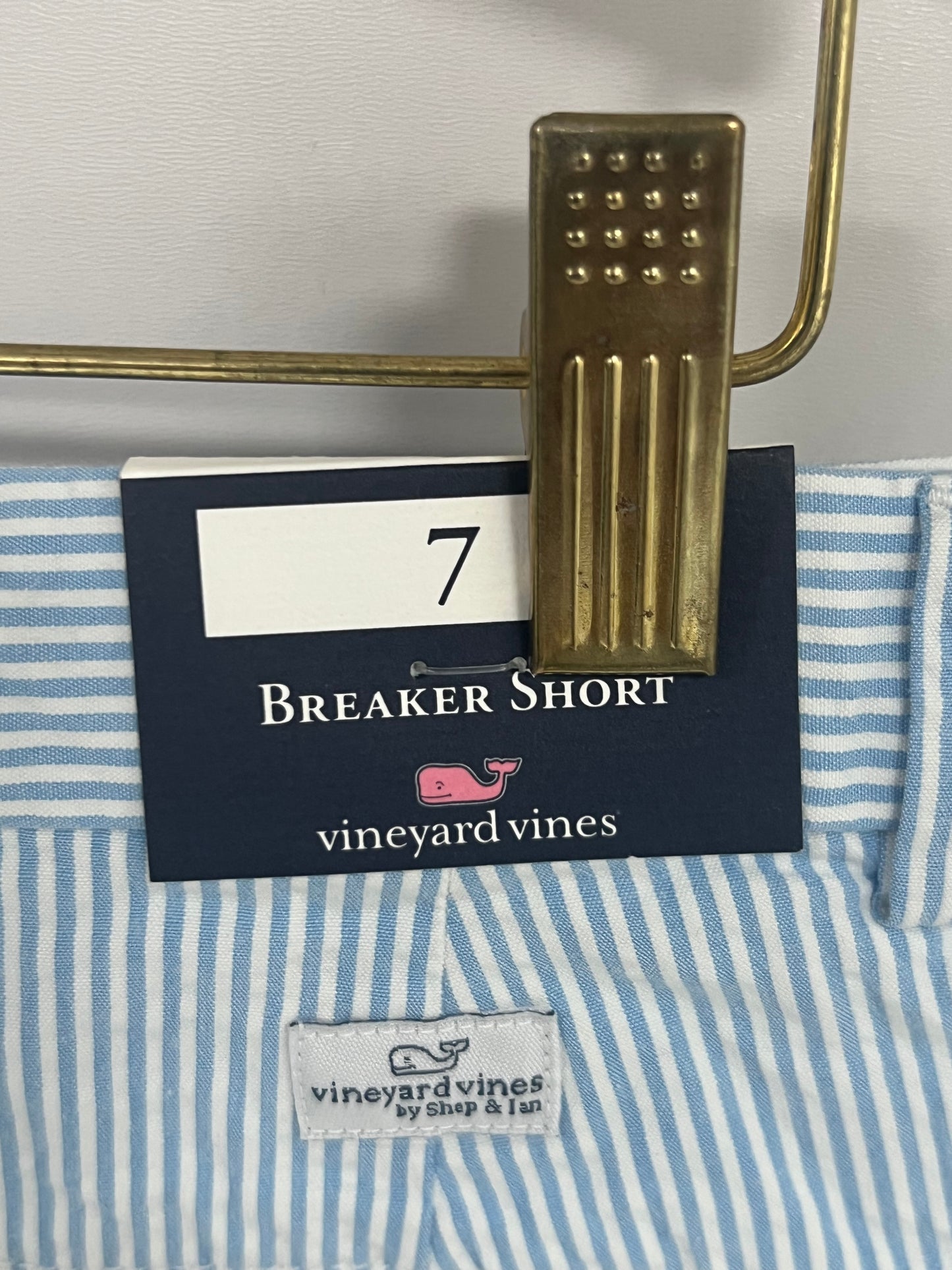 Short casual de niño Vineyard Vines 🐳 Seersucker de rayas color azul y blanco Talla 7