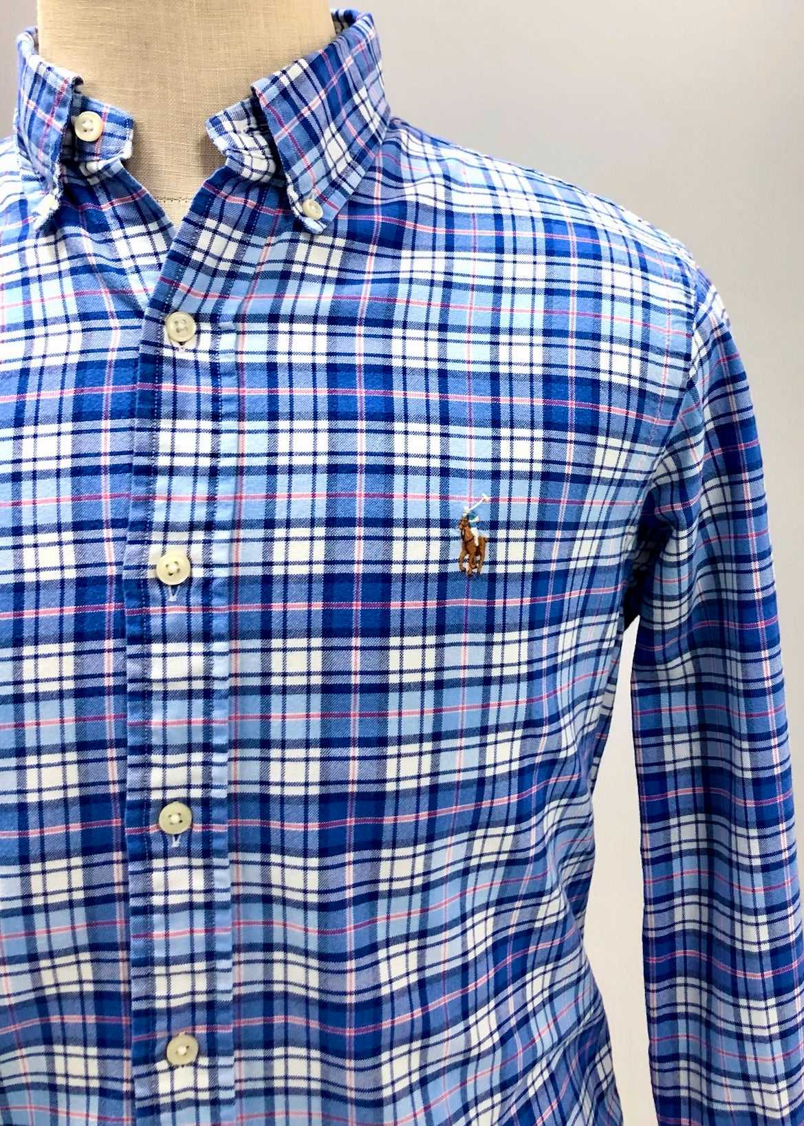 Camisa de botones Polo Ralph Lauren 🏇🏼 de cuadros azul, celeste y blanco Talla M Entalle Regular