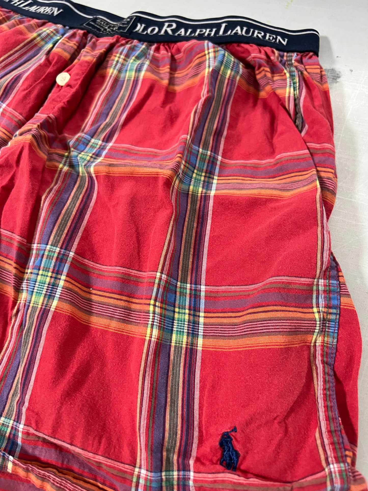 Boxer tejido Polo Ralph Lauren 🏇🏼 Tela algodón de cuadros en rojo, azul y naranja Talla M