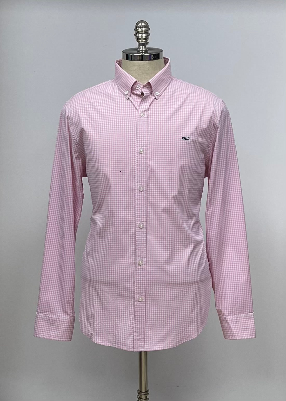 Camisa de cuadros Vineyard Vines 🐳 de cuadros gingham en color rosado claro y blanco Talla L Entalle Slim Fit