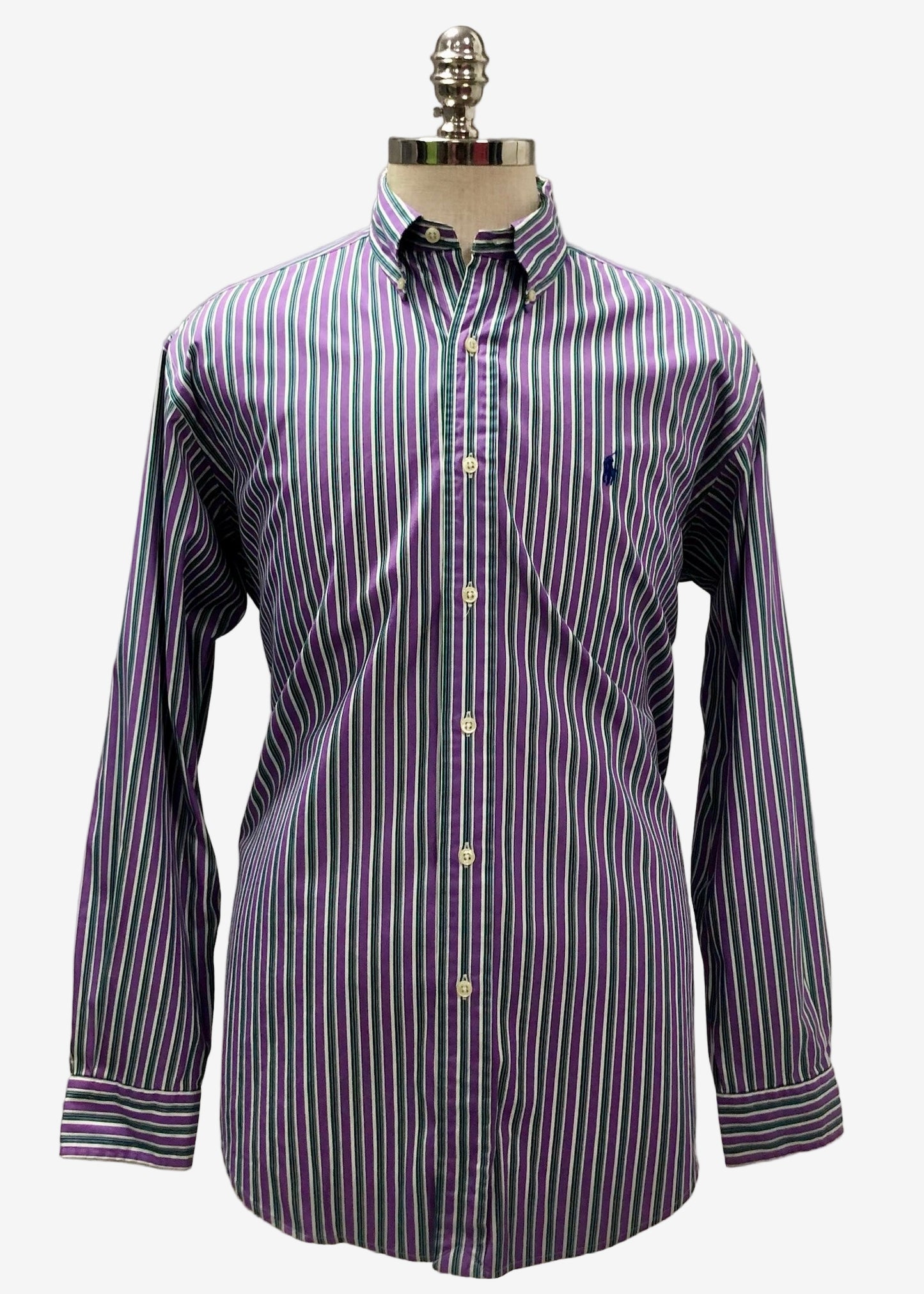 Camisa de botones Polo Ralph Lauren 🏇🏼 de rayas en color morado, verde y blanco Talla L Entalle Regular