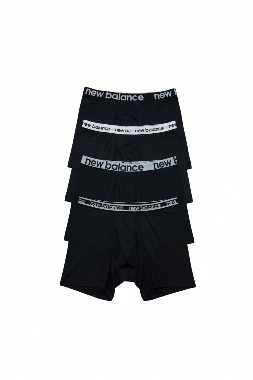 Combo de 4 Boxers Briefs New Balance Tela Performance color Negro y gris Talla L