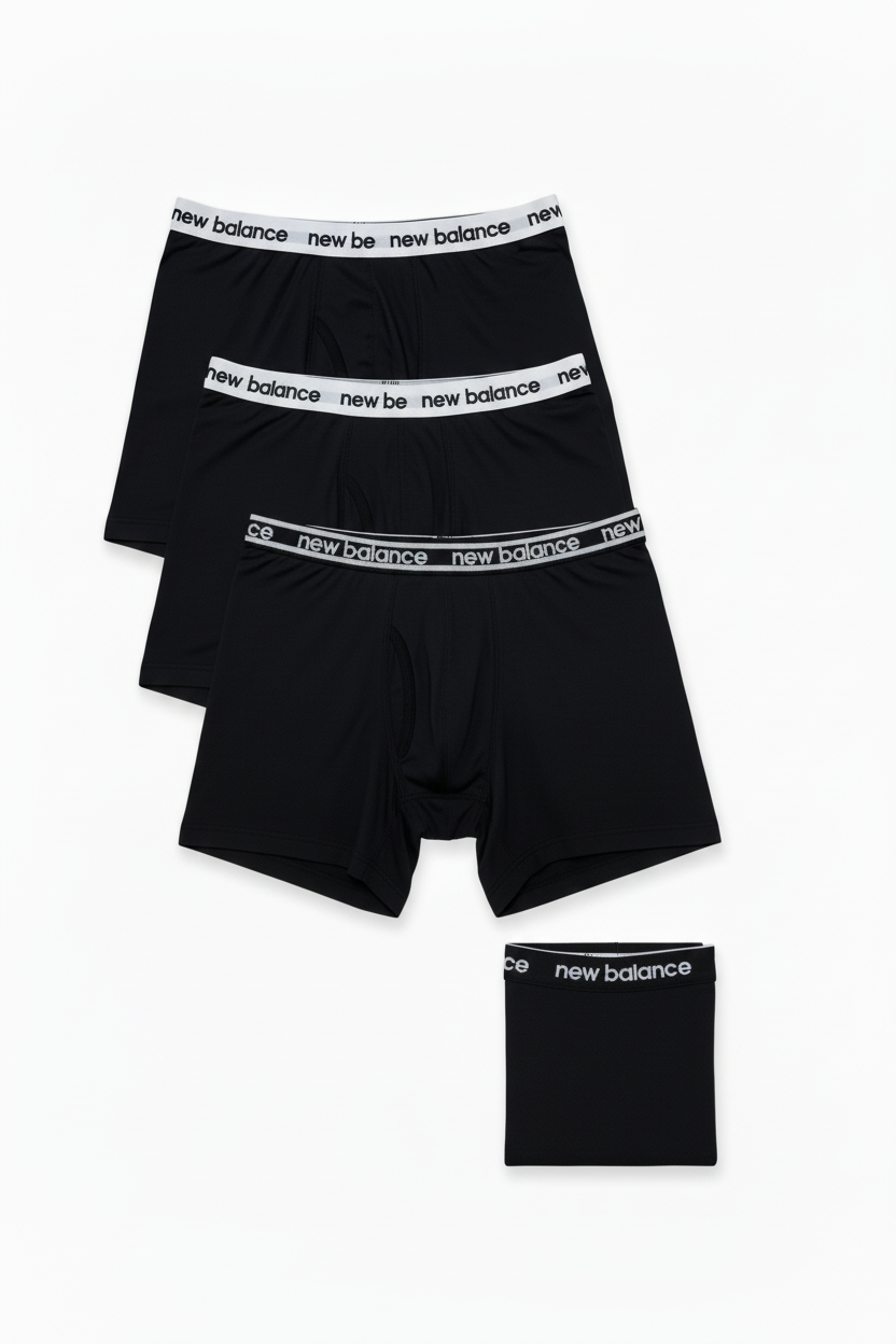 Combo de 4 Boxers Briefs New Balance Tela Performance color Negro y gris Talla L