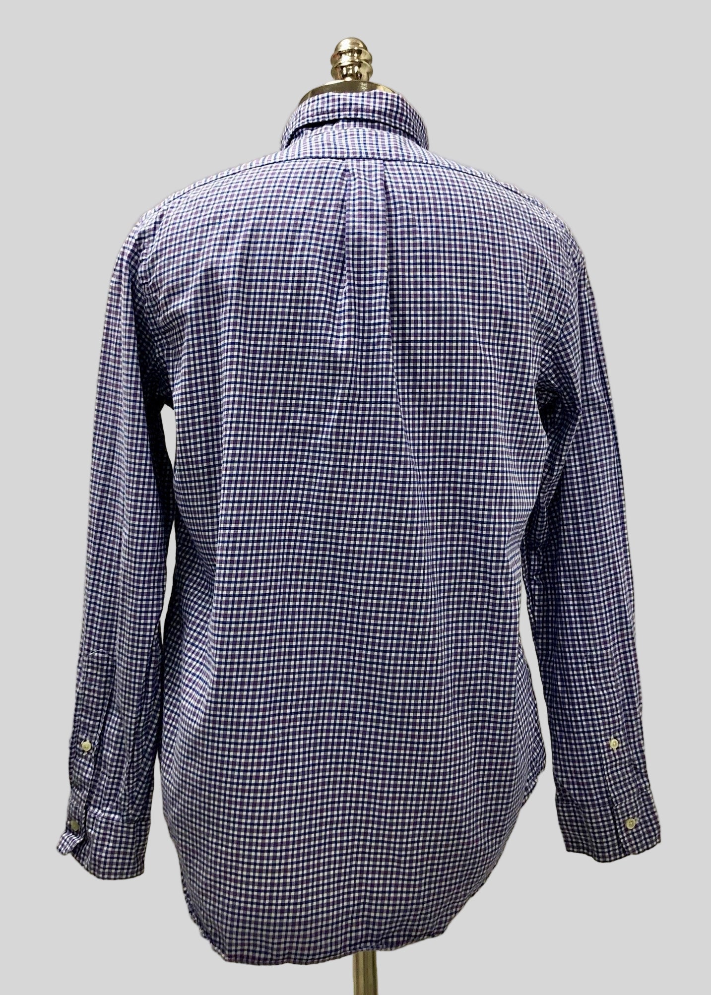 Camisa de botones Polo Ralph Lauren 🏇🏼 Color blanco de cuadros morado y azul navy Talla M Entalle Regular