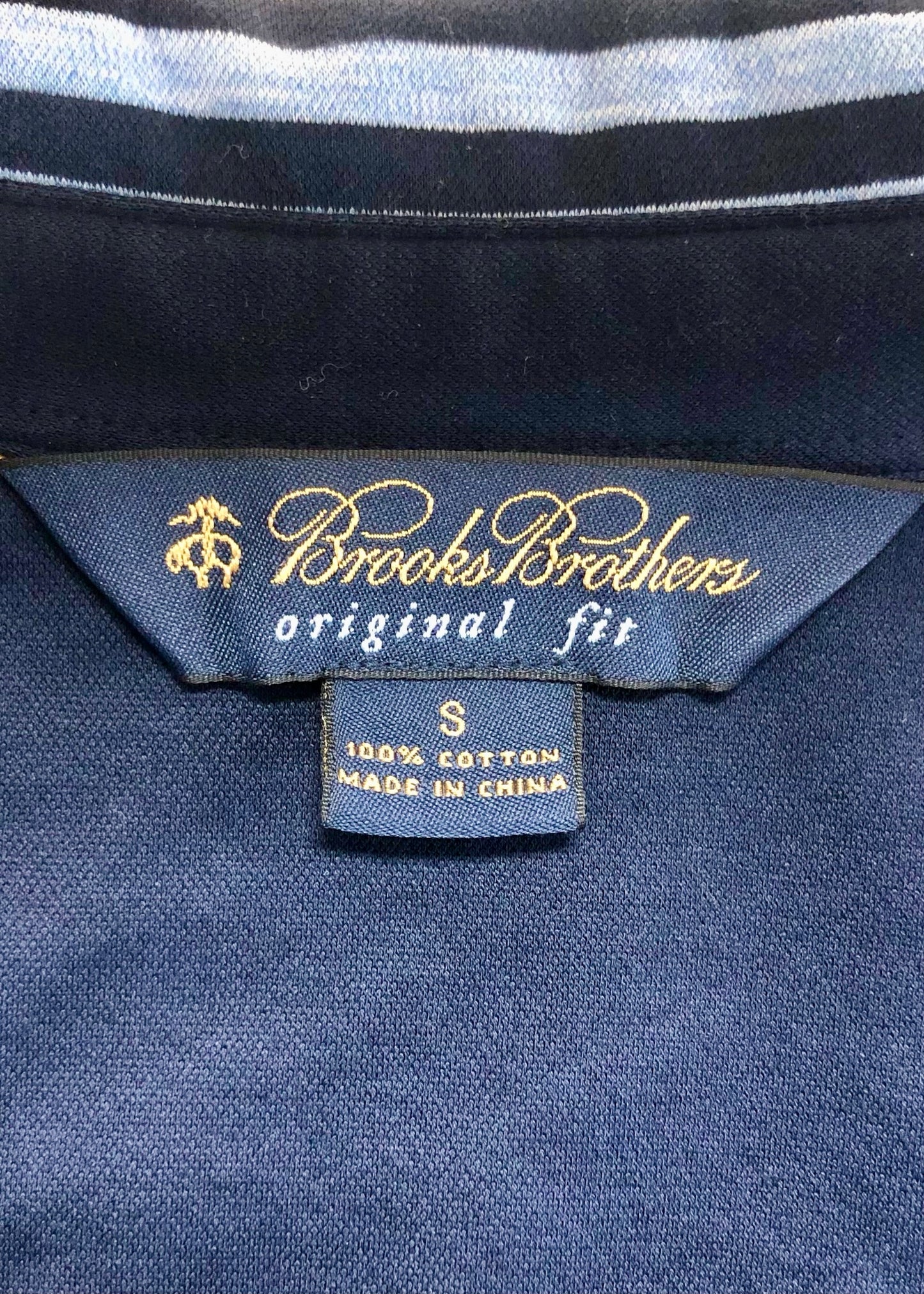 Camiseta Polo Brooks Brothers 🐑 con patrón de rayas celeste y azul navy Talla S Entalle Regular