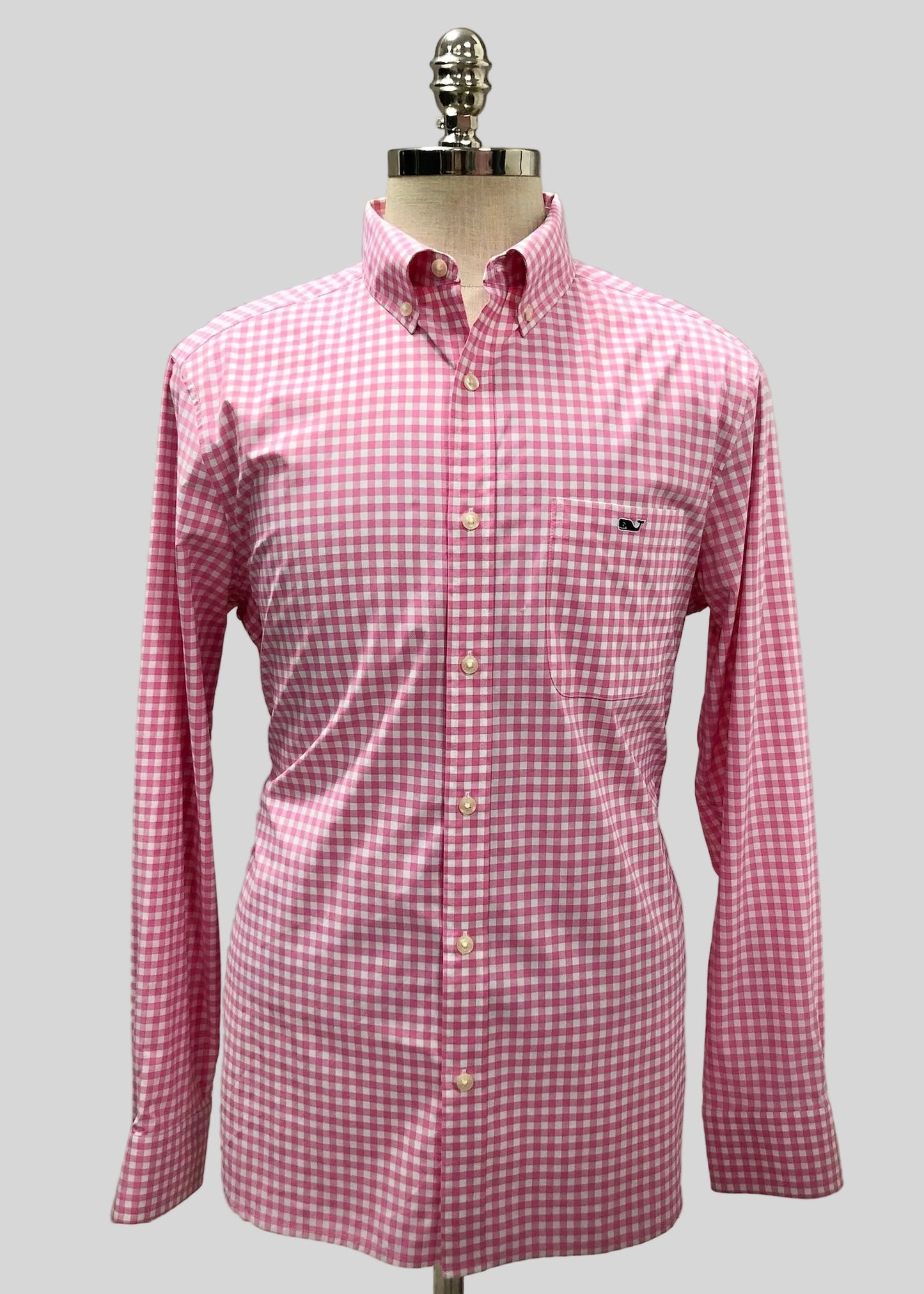 Camisa de botones Vineyard Vines 🐳 con patrón de cuadros gingham en color rosado y blanco Talla L Entalle Regular