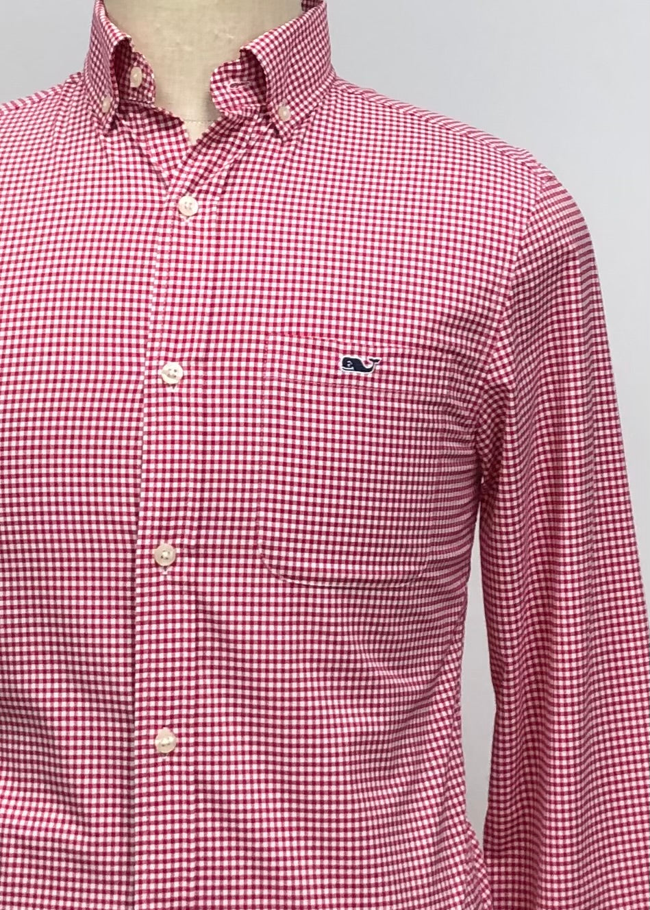 Camisa de botones Vineyard Vines 🐳 Performance con patrón de cuadros en color rojo y blanco Talla XS Entalle Clásico