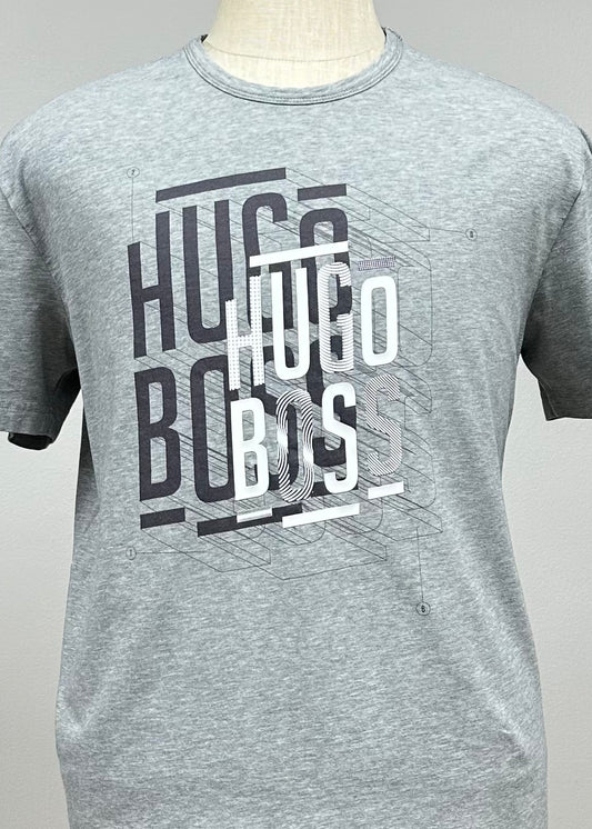 Camiseta cuello Redondo Hugo Boss 🇩🇪 color gris manga corta Talla XL Entalle Regular