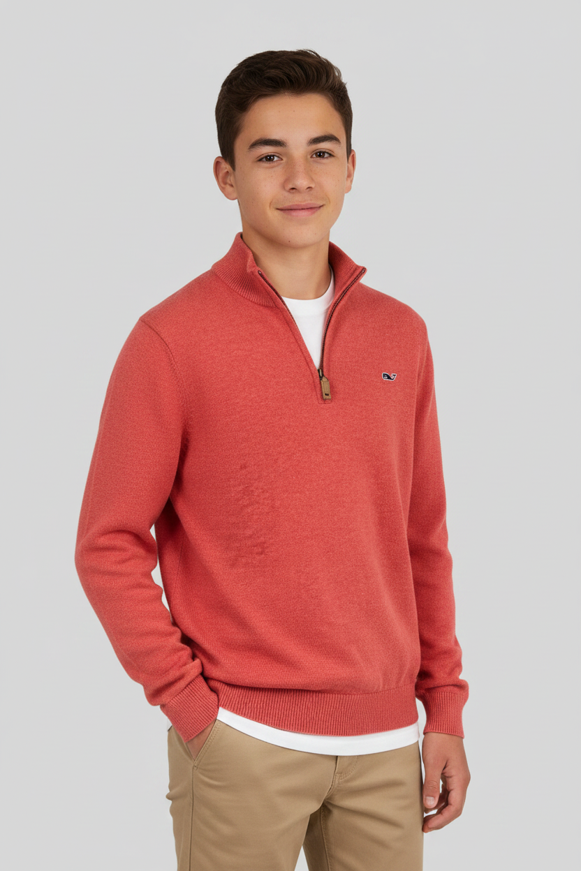 Sueter Jersey niño o niña Vineyard Vines 🐳 color rojo claro con logo tradicional Tela algodón Talla XL