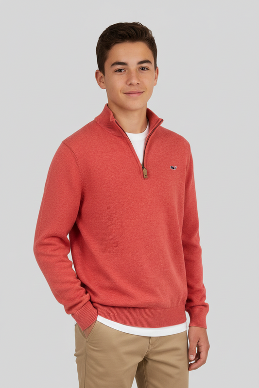 Sueter Jersey niño o niña Vineyard Vines 🐳 color rojo claro con logo tradicional Tela algodón Talla XL