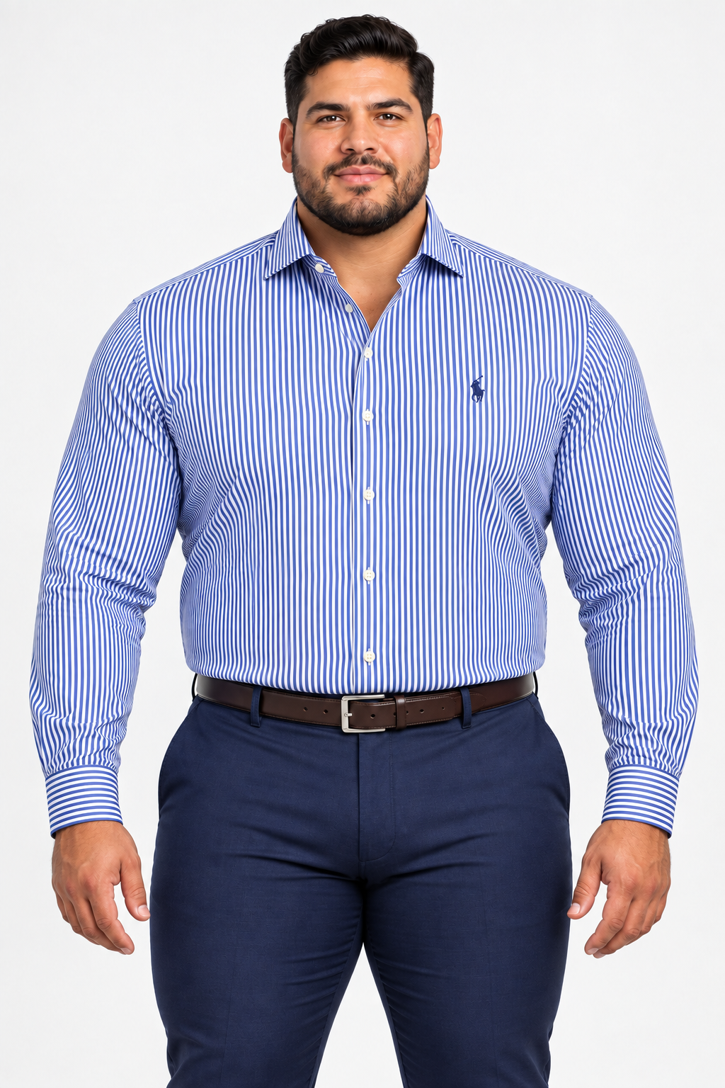 Camisa Polo Ralph Lauren 🏇🏼 con patrón de rayas en azul y blanco Talla XXL Entalle Regular