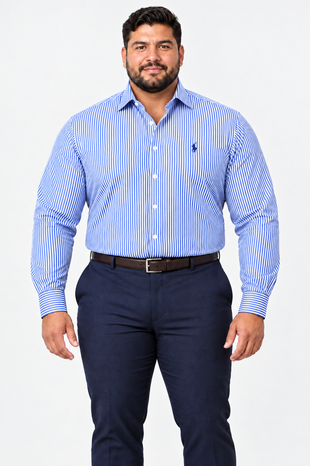 Camisa Polo Ralph Lauren 🏇🏼 con patrón de rayas en azul y blanco Talla XXL Entalle Regular