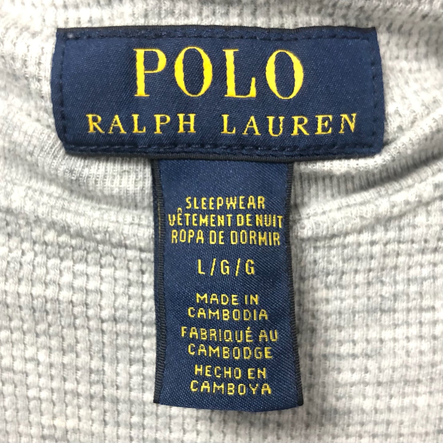 Camiseta cuello redondo Polo Ralph Lauren 🏇🏼 Waffle color gris claro manga larga Talla L