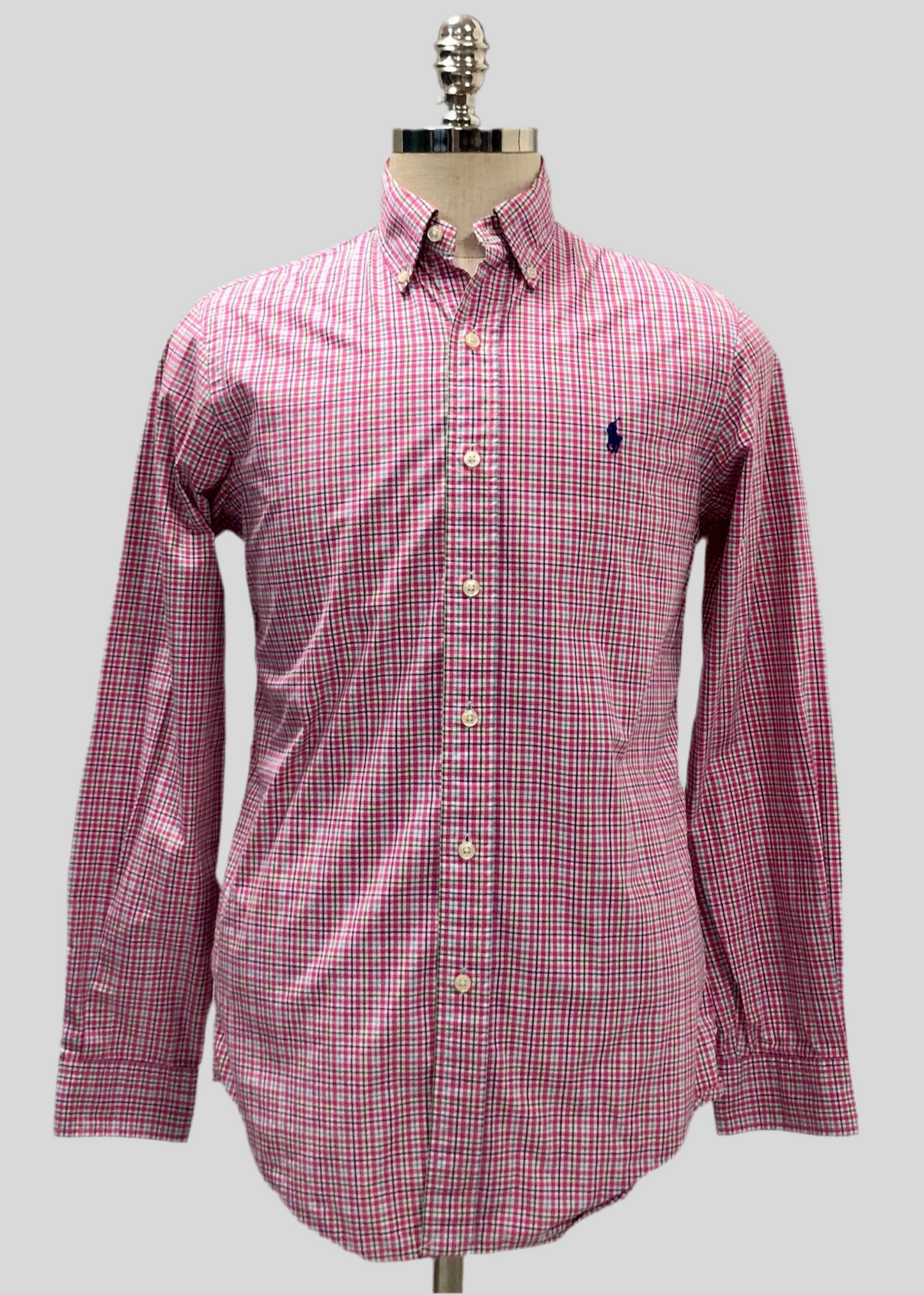 Camisa de botones Polo Ralph Lauren 🏇🏼 color blanco de cuadros en rosado, verde y azul Talla S Entalle Regular
