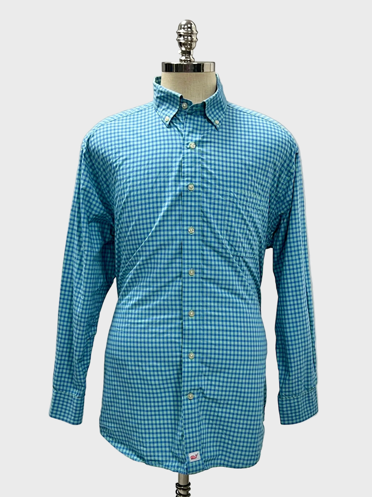 Camisa Vineyard Vines 🐳 Performance de cuadros gingham en color turquesa y azul Talla XL Entalle Clásico