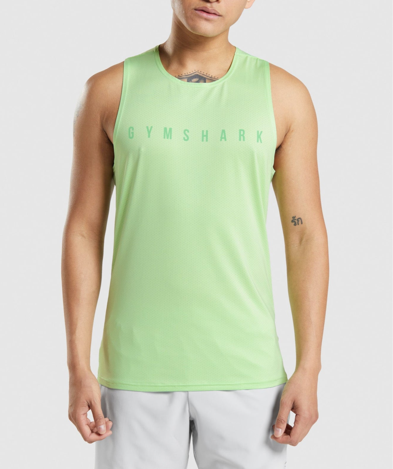 Camiseta de entrenamiento sin mangas Gymshark 🏋🏽 color verde claro y logo en verde Talla L