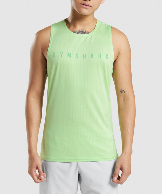 Camiseta de entrenamiento sin mangas Gymshark 🏋🏽 color verde claro y logo en verde Talla L