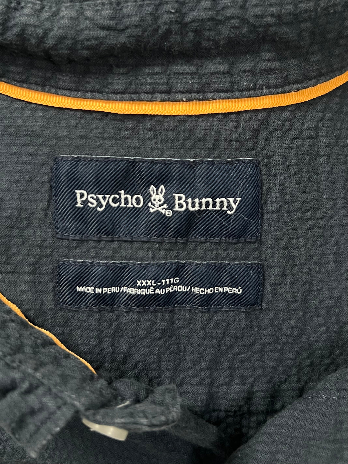 Camisa de botones Psycho Bunny 🐰 Seersucker Color negro Talla XXL Entalle Regular