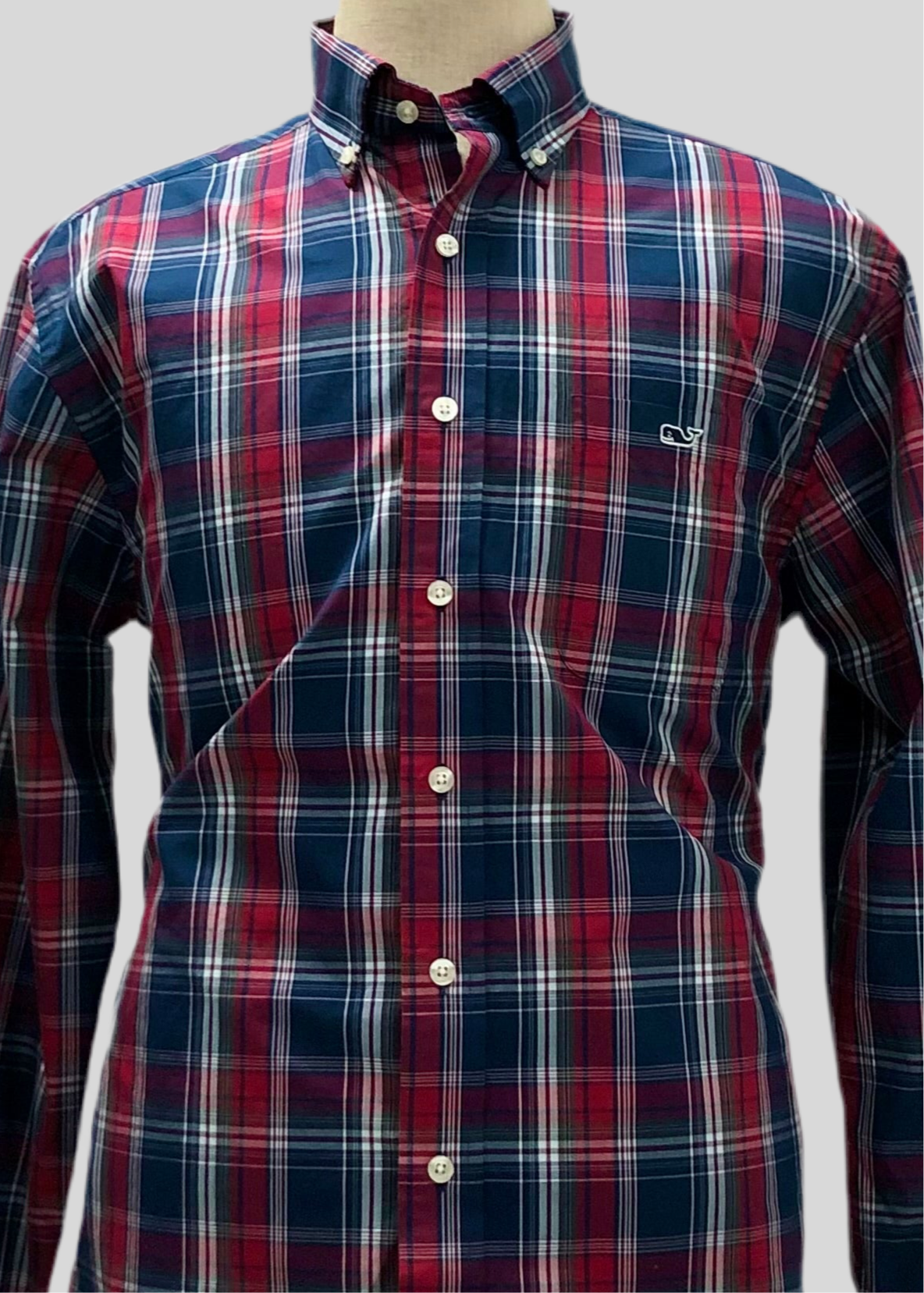 Camisa de botones Vineyard Vines 🐳 con patrón de cuadros en color rojo, azul navy y blanco Talla M Entalle Clásico