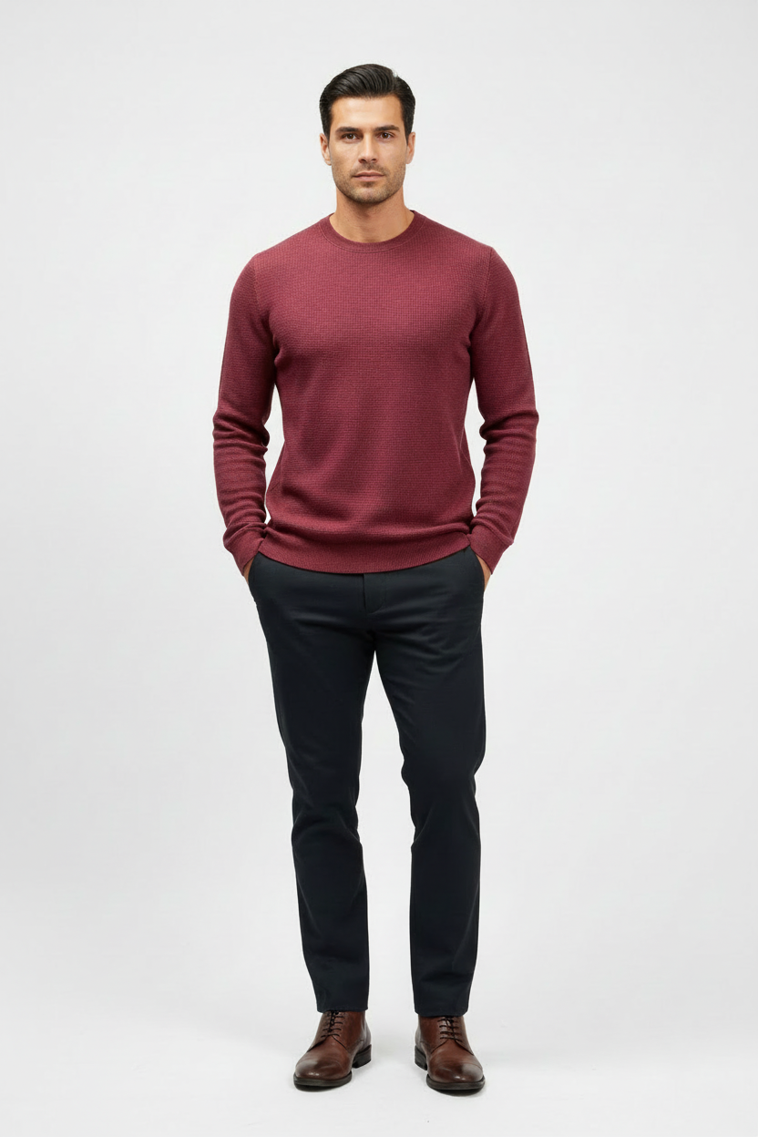 Sueter Jersey con cuello Redondo Eddie Bauer ⛰️ color rojo oscuro Talla M