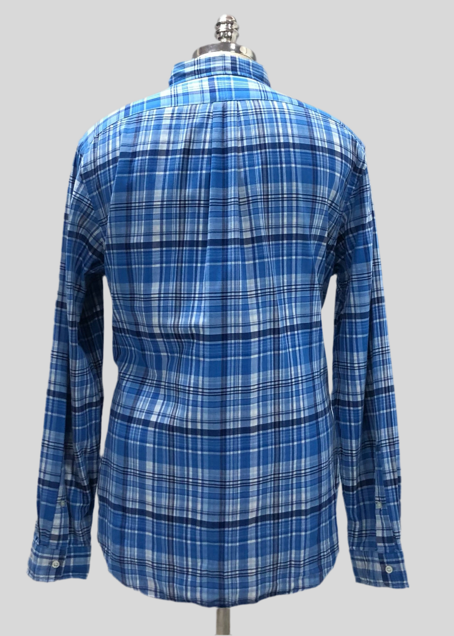 Camisa Polo Ralph Lauren 🏇🏼 con patron de cuadros tartán azul, celeste y blanco Talla XL Entalle Regular