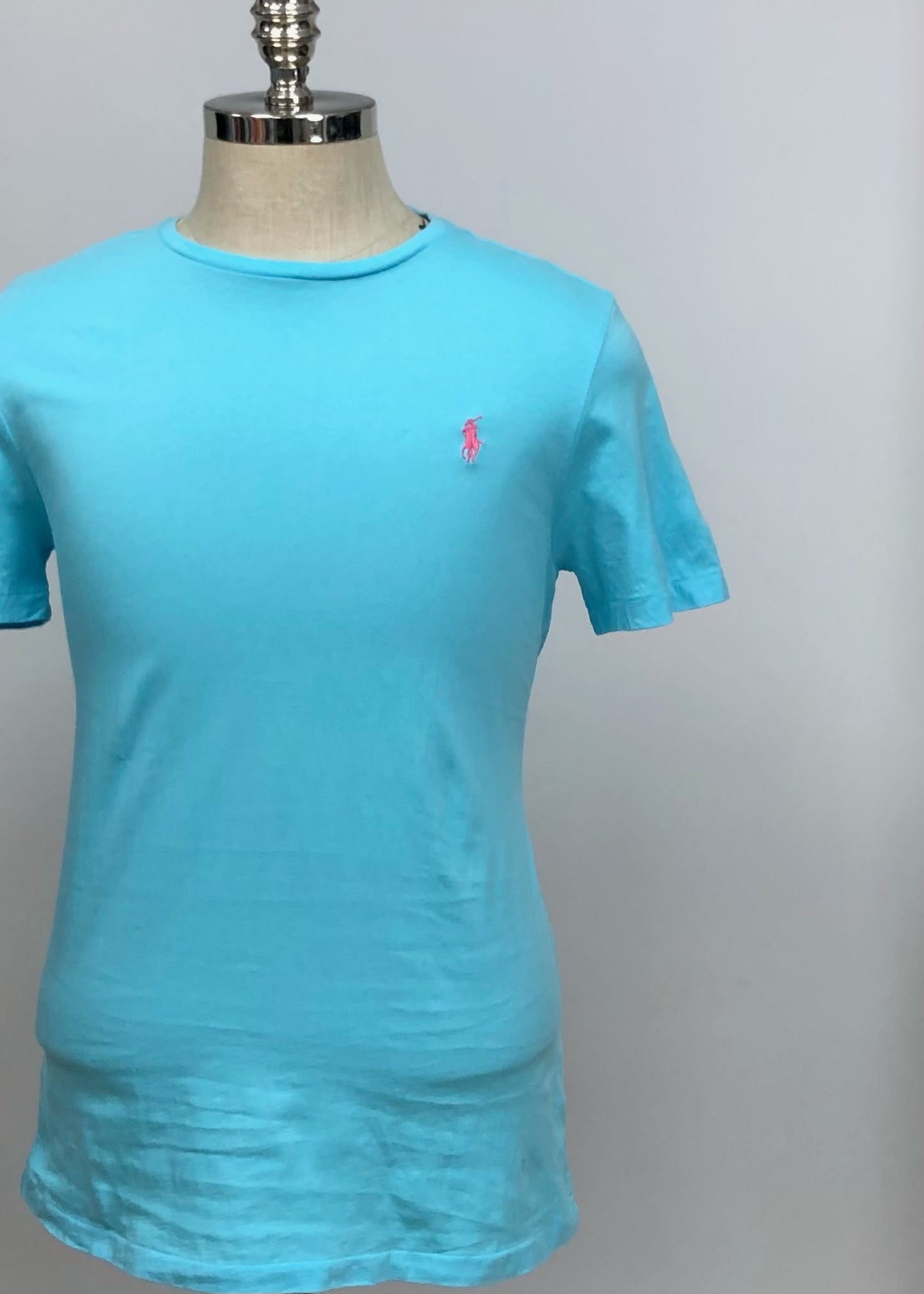 Camiseta cuello Redondo Polo Ralph Lauren 🏇🏼 color turquesa manga corta Talla M Entalle Custom Fit (ver descripción)