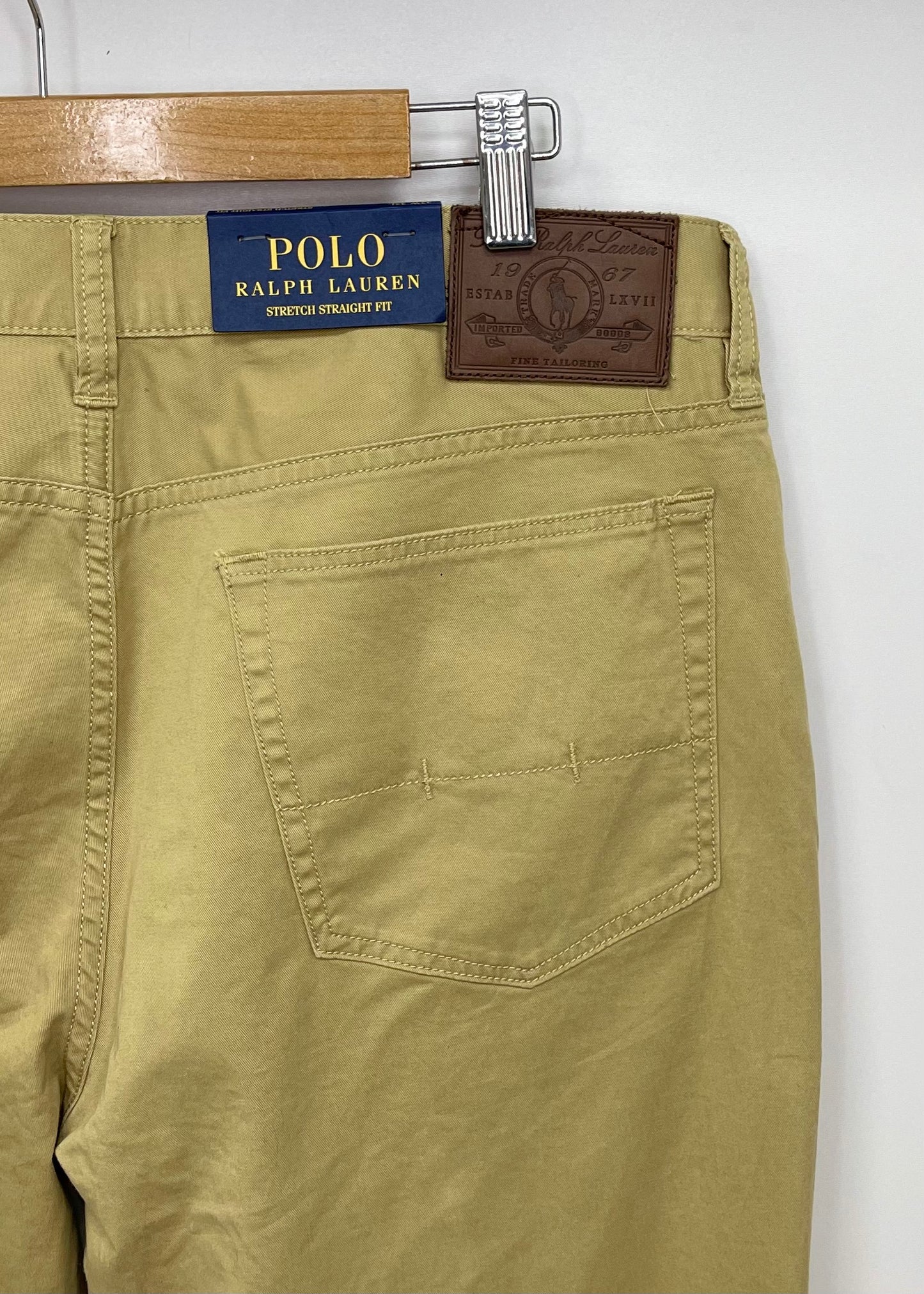 Pantalon casual Polo Ralph Lauren 🏇🏼color kaki Talla 33x32 Corte Stretch Straight Fit