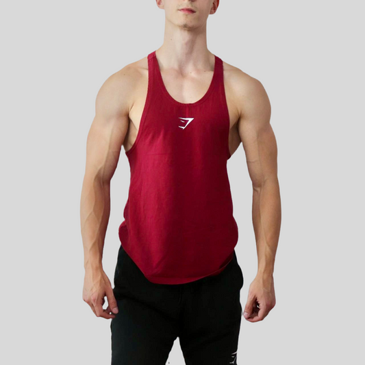 Camiseta de entrenamiento sin mangas Gymshark 🏋🏽 color rojo y logo en blanco Talla XL