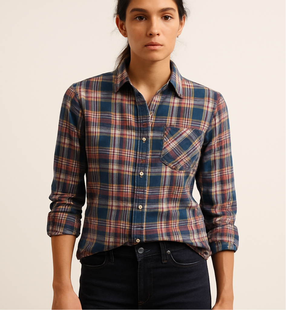 Camisa de mujer GAP de rayas color azul, rojo y blanco Talla M Entalle Regular