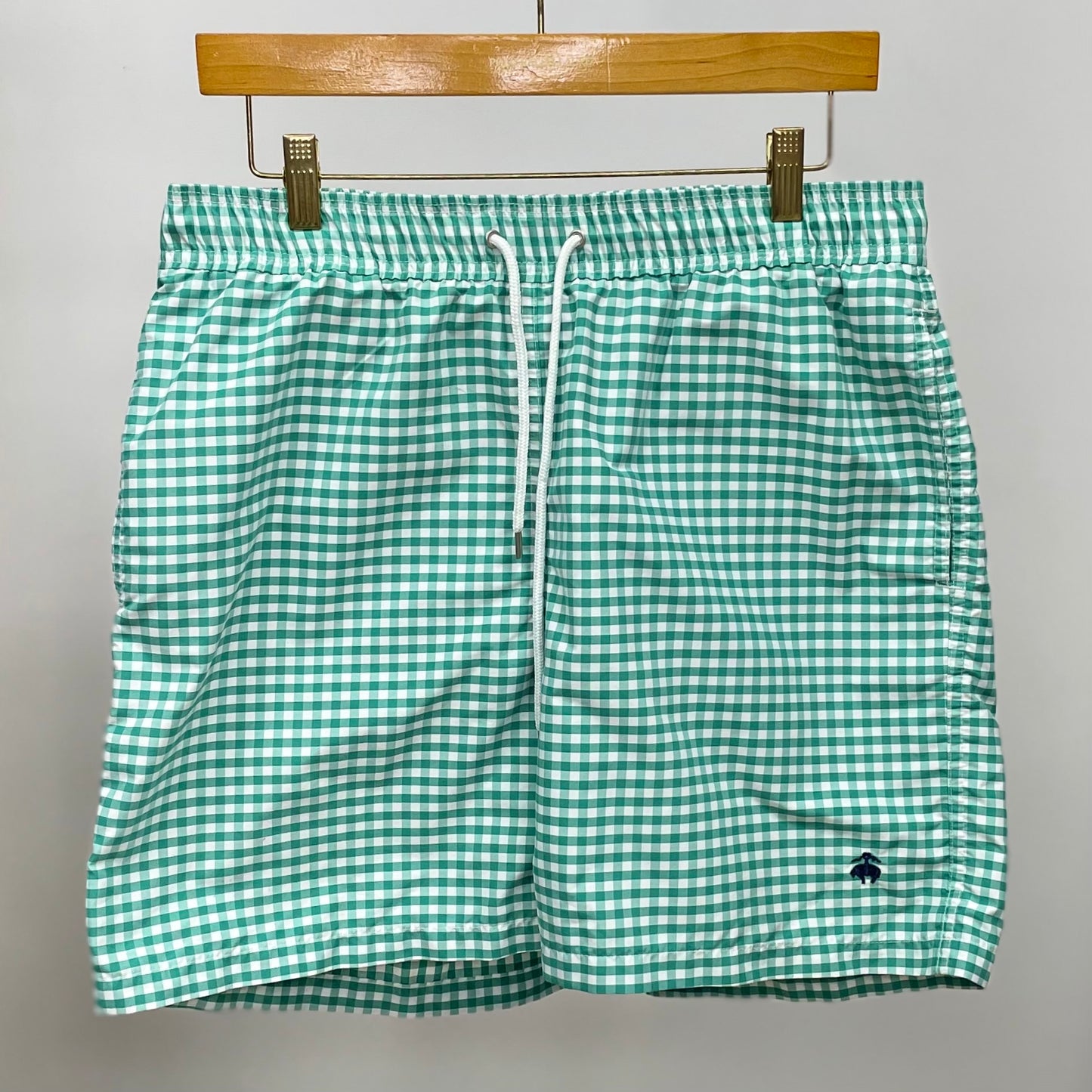 Short de baño Brooks Brothers 🐑  con patron de cuadro gingham color verde y blanco talla M