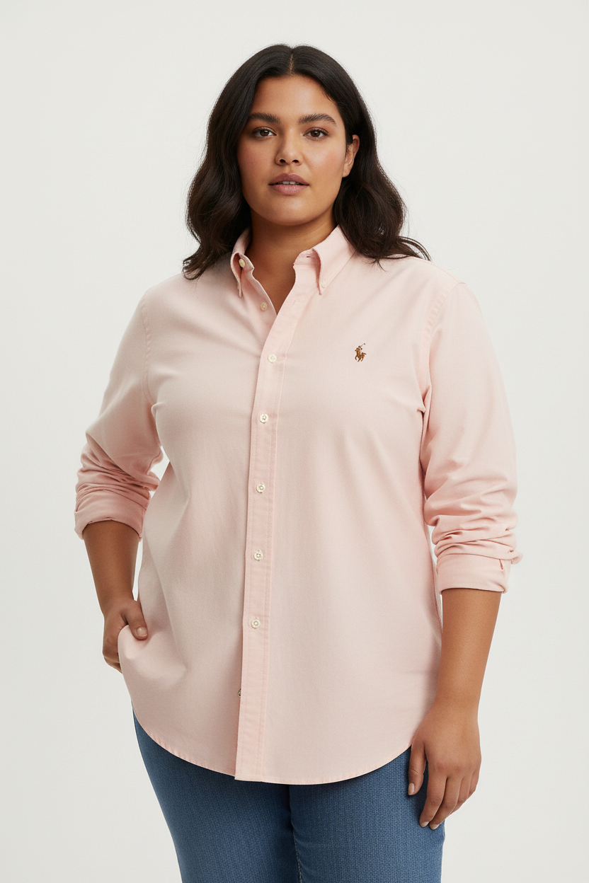 Camisa de mujer Polo Ralph Lauren 🏇🏼 Oxford en color salmón Talla XL Entalle Clásico
