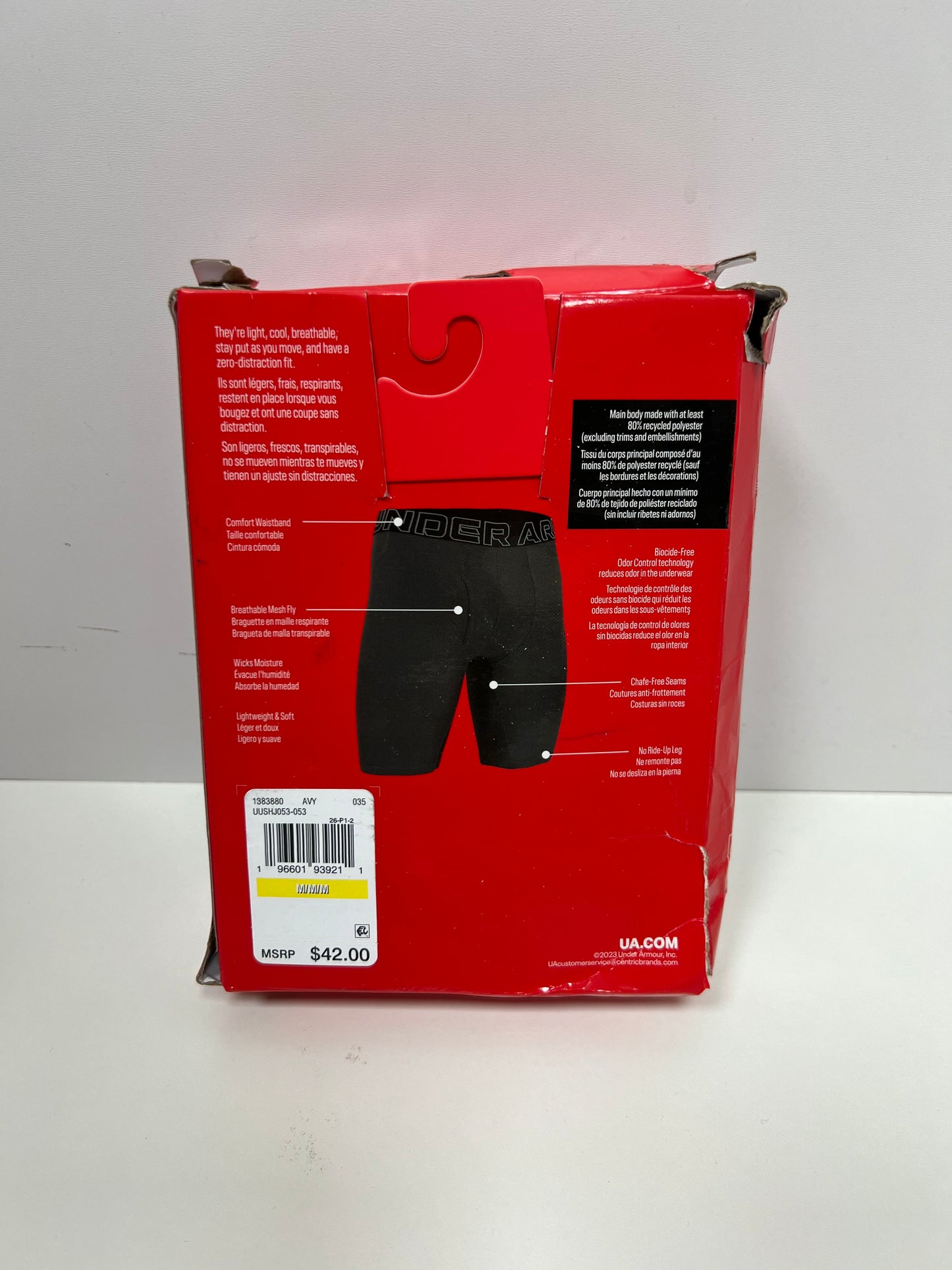 Combo de 3 Boxers Briefs Under Armour 🏋🏽 Tela Performance Tech de 9” de largo color negro, gris claro y oscuro Talla M