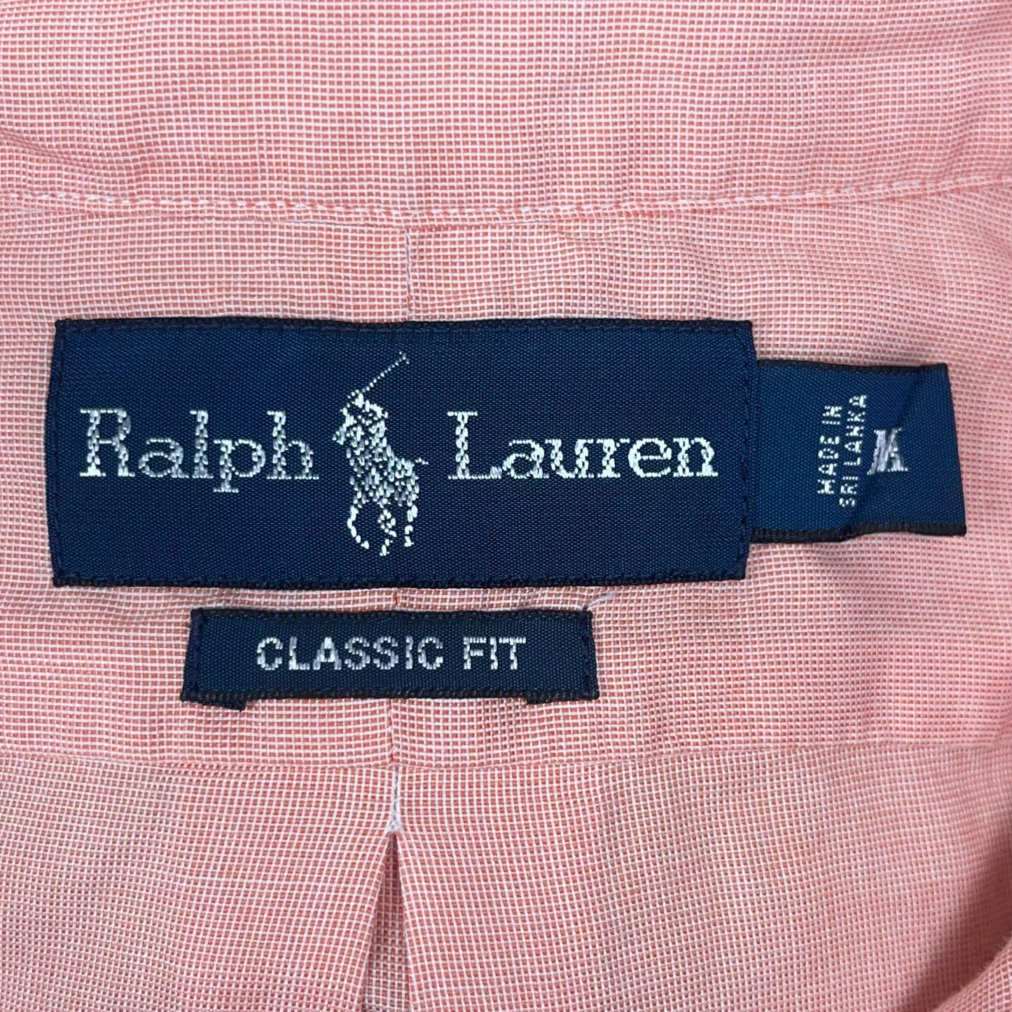 Camisa Polo Ralph Lauren 🏇🏼 con patron de cuadros finos en naranja y blanco Talla M Entalle Clásico