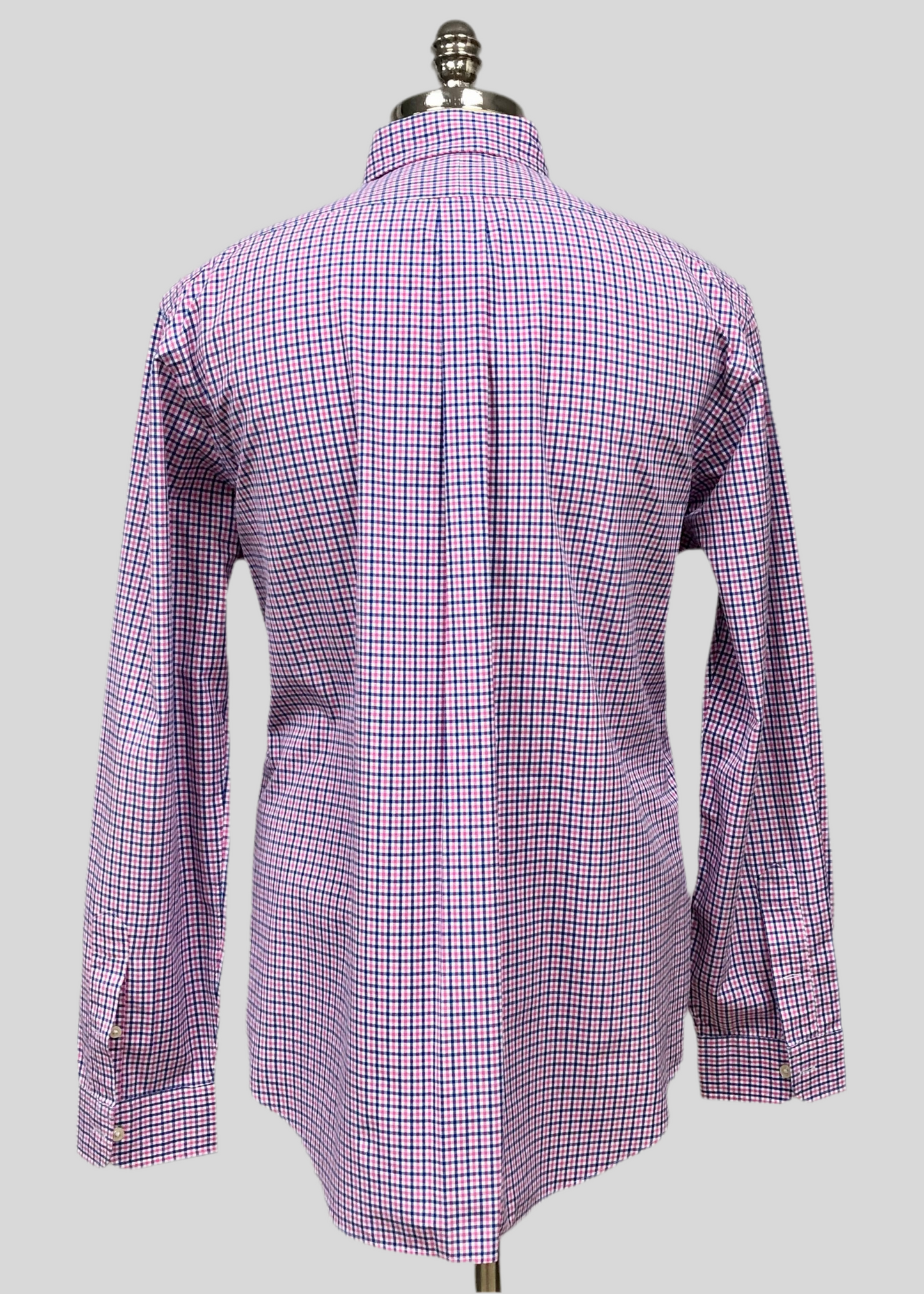 Camisa Polo Ralph Lauren 🏇🏼 blanca con patron de cuadros rosado y azul Talla L Entalle Clásico