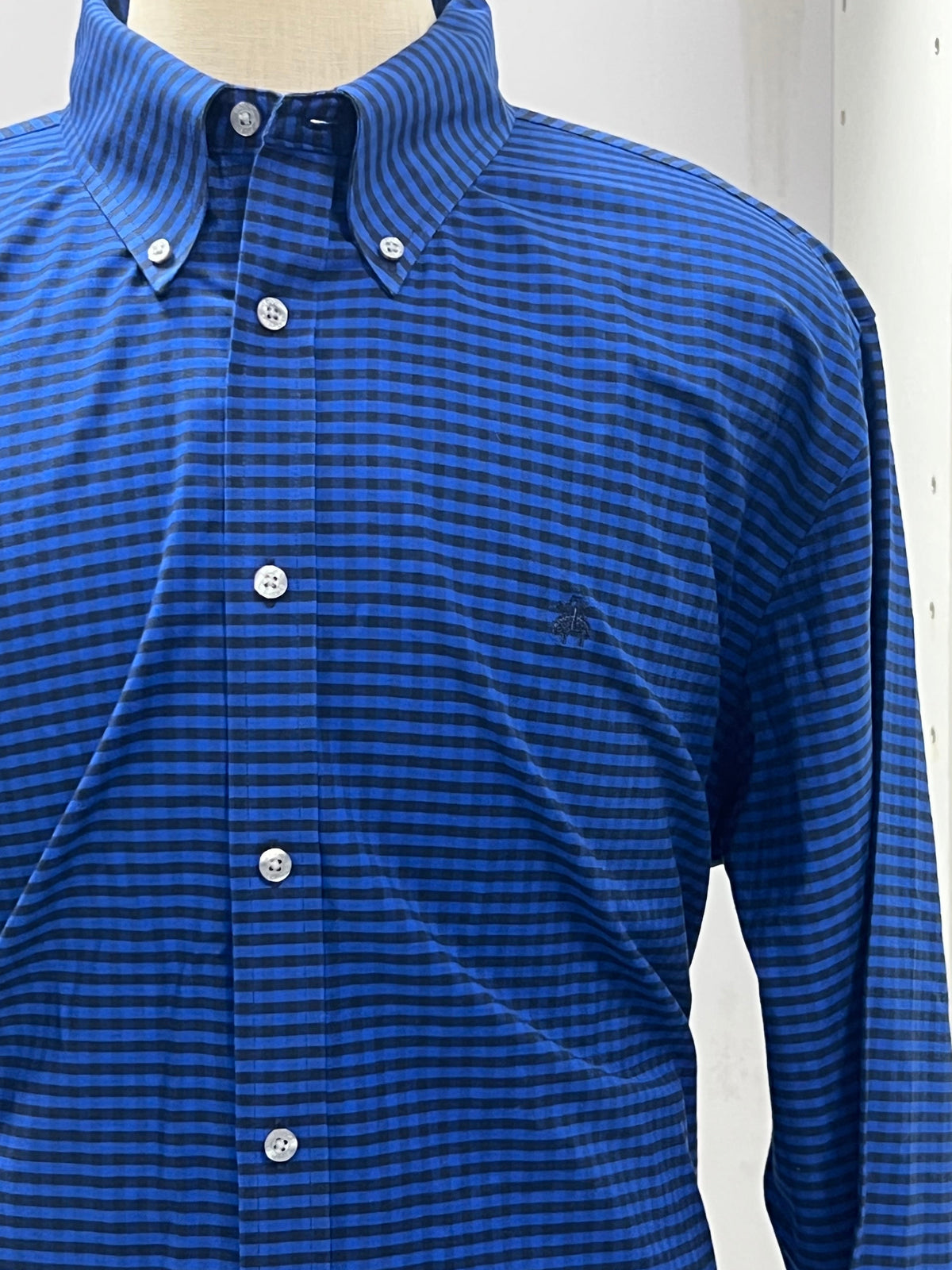 Camisa de botones Brooks Brothers 🐑 de cuadros gingham en azul y negro Talla XXL Entalle Regular
