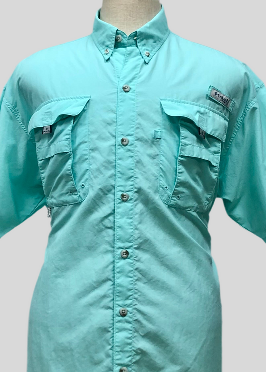 Camisa Columbia 🔹color turquesa claro con Omni Shade Manga corta Talla L
