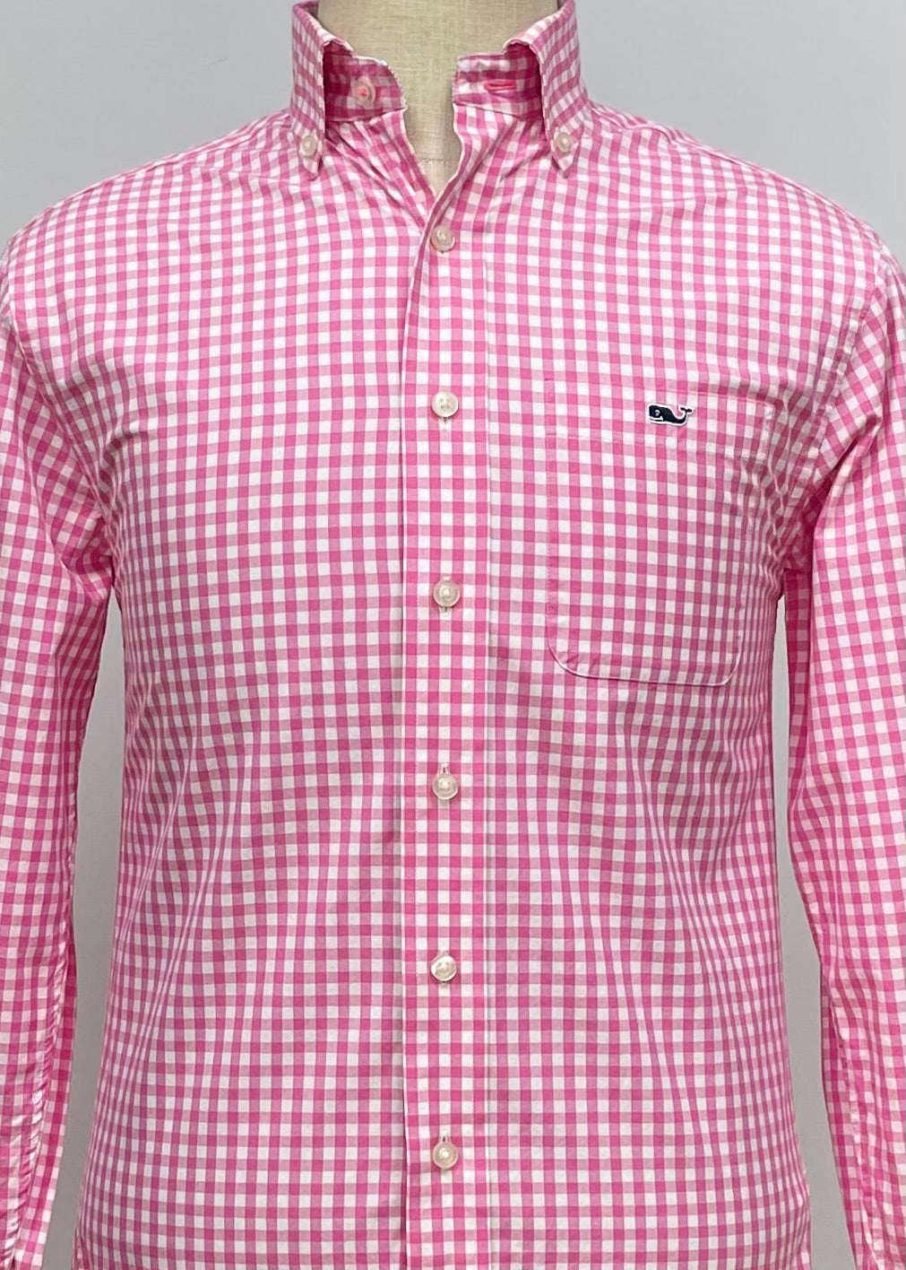 Camisa de cuadros Vineyard Vines 🐳 de cuadros gingham en color rosado y blanco Talla S Entalle Clásico